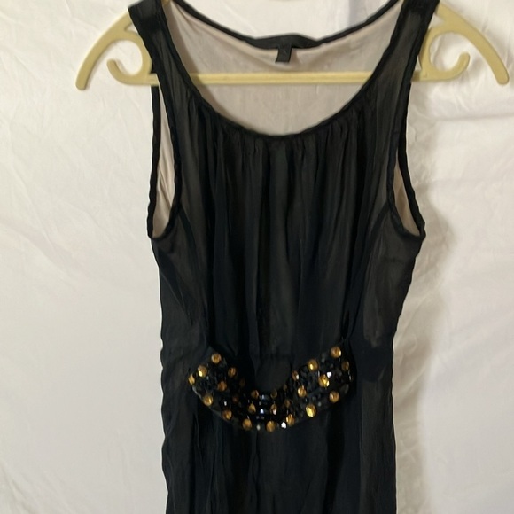 Banana Republic:Black Sheer top layer with cream liner-Jeweled belt- elastic- 6 - Picture 12 of 16